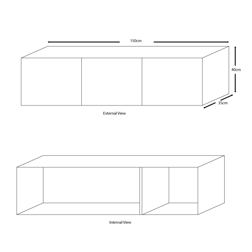 TV bench with doors, white