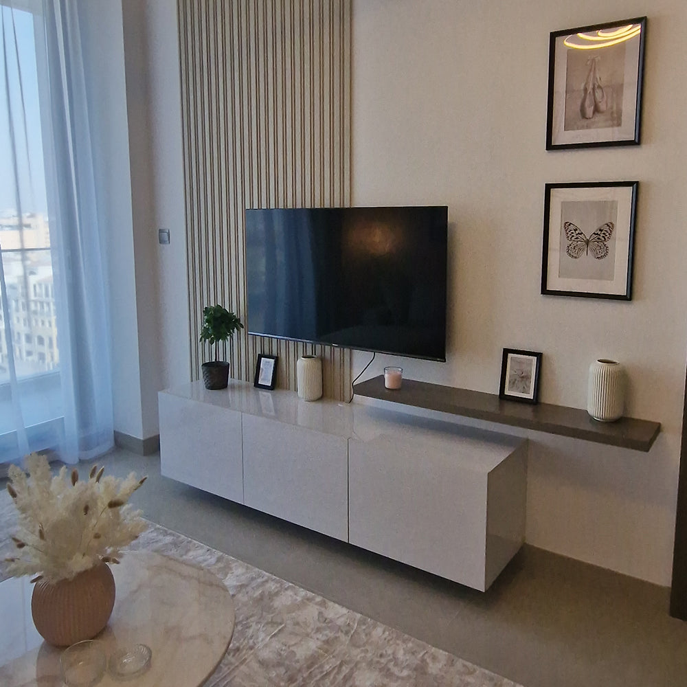 Floating White Tv Media Unit 150cm