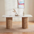 Sahara 180cm 6 Seater Marble Dining Table With Wood Base