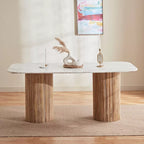 Sahara 180cm 6 Seater Marble Dining Table With Wood Base