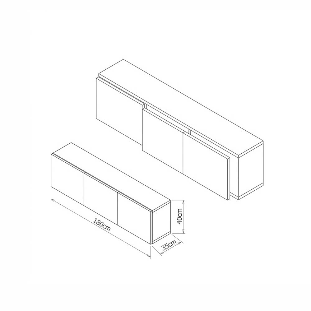 Floating Tv Bench L150cm x H40cm X D35cm Ready Assembled