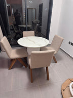Valerie White Fluted Marble Dining Table