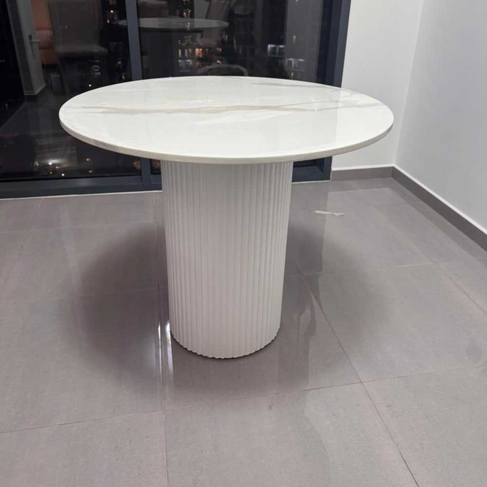 Valerie White Fluted Marble Dining Table