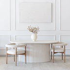 Sahara 200cm 6 Seater Marble Dining Table With solid Wood Base
