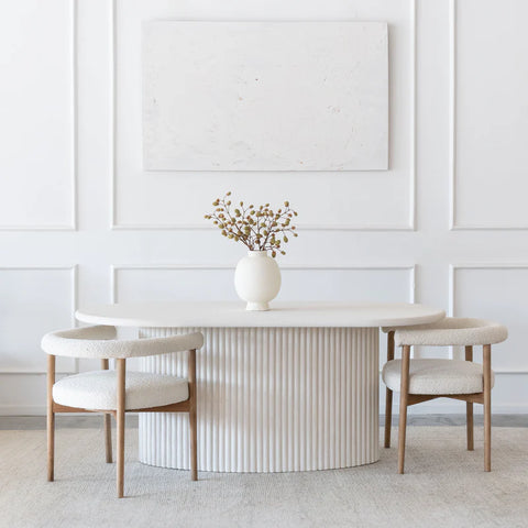 Sahara 200cm 6 Seater Marble Dining Table With solid Wood Base