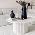 Angel Fluted Coffee Table With Marble Top