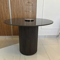 Fluted Round Marble Dining Table Black Marble