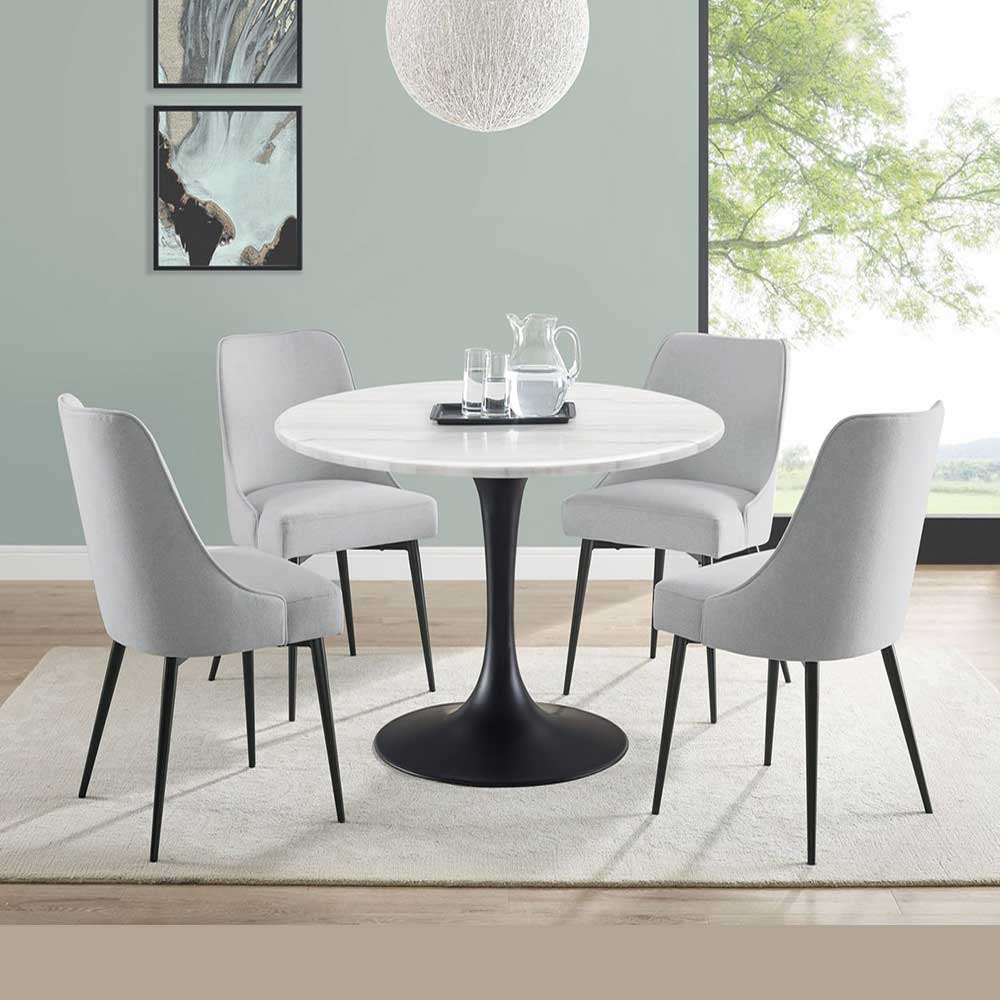 White Solid Marble Dining Table 100cm Round