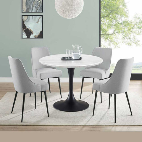 White Solid Marble Dining Table 90cm Round