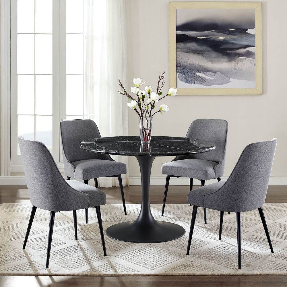 Black Solid Marble Dining Table 90cm Round