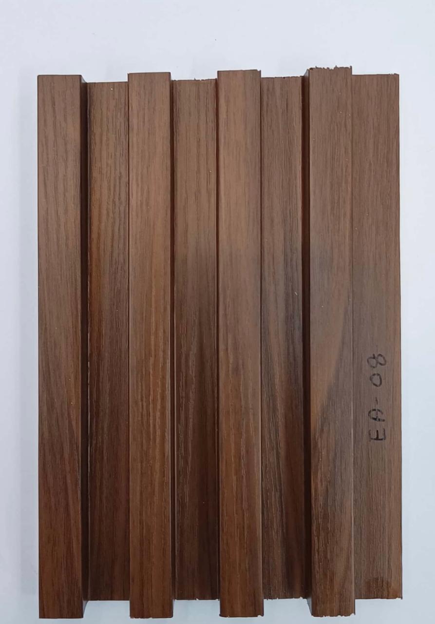 Wooden slats with a visible brand name on a white background