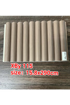 Wooden panel with cylindrical patterns on a wooden surface