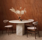Silodo 110cm Creme Marble Dining Table