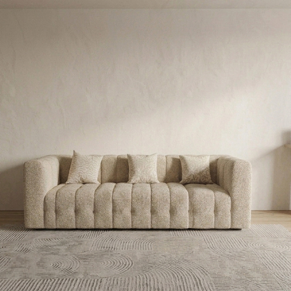 Marshmallow Sculpted Bouclé Sofa in a modern Dubai living room.