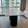 Torino Travertine Dining Table With Wooden Base