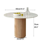 Sahara 100cm Round Marble Dining Table With Wood Base