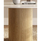 Sahara 100cm Round Marble Dining Table With Wood Base