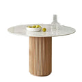 Sahara 100cm Round Marble Dining Table With Wood Base