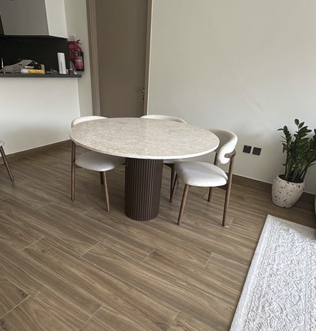 London 4 seater dining table marble - cream brown