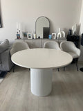 Fluted 4 Seater Marble Dining Table With White Wood Base